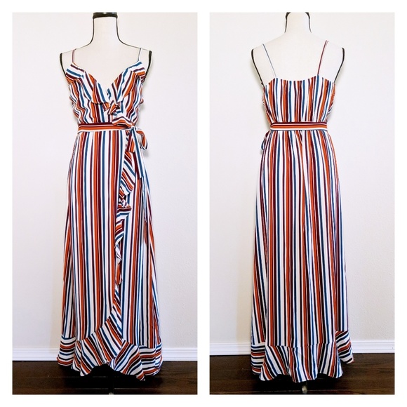 love...ady Dresses & Skirts - NWT Love...Ady Striped Ruffle Wrap Maxi Dress